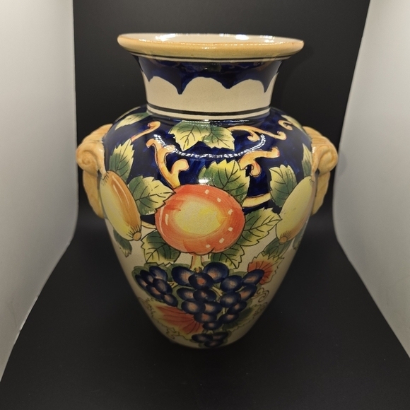 Other - Vtg Hand Painted Deruta Italian Porcelain Vase - Grapes Lemons